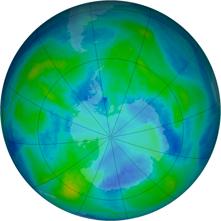 Antarctic ozone map for 10 April 2004